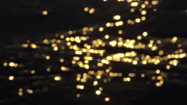 Abstract Gold Bokeh Reflections on the Water Surface