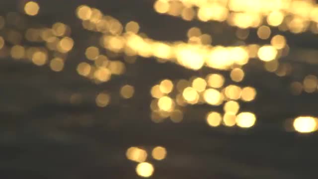 Abstract Gold Bokeh Reflections on the Water Surface