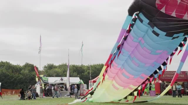 A giant kite taking off at the Bristol Kite Festival