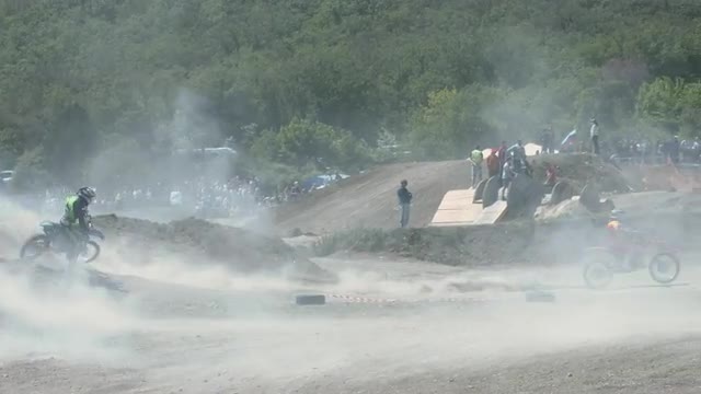 Motocross Championship. Two Motocrossers Driving in the Motocross Race Off Road