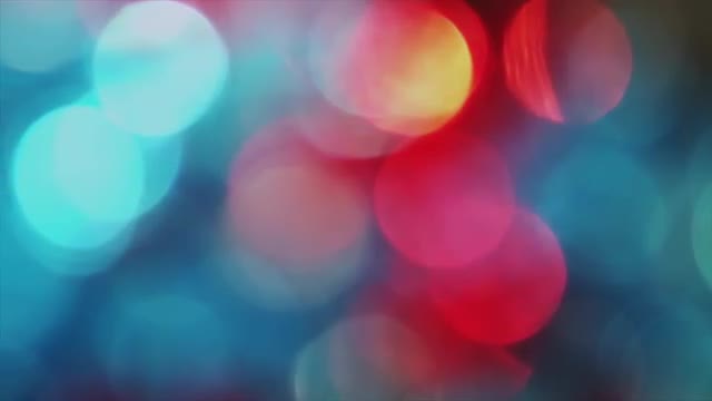 4K Shaky Of Focus Circular Bokeh Red and Blue