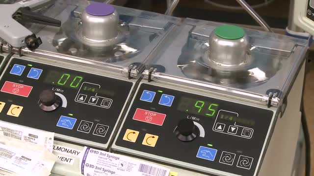Heart lung bypass equipment in use