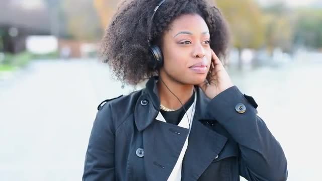 Listening to music in headphones