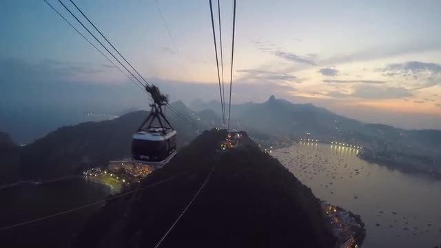 Evening View of the Rio de Janeiro From the Height of the Cable Car. Sugar Loaf Mountain. Brazil