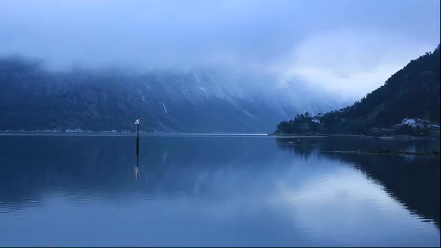 Morning scene of Eidfjord, Norway