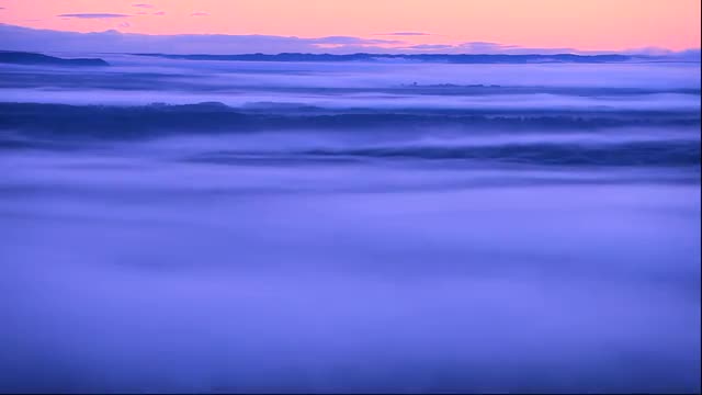 Morning mist over Kushiro Marsh from Kushiro Satellite Observatory in Hokkaido 