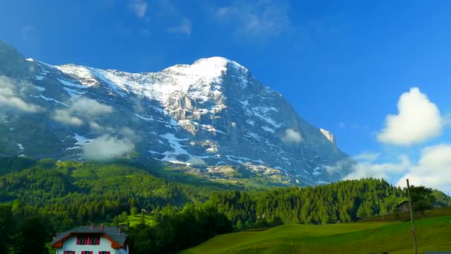 View of the mountainscape in Grindelwald, Switzerland