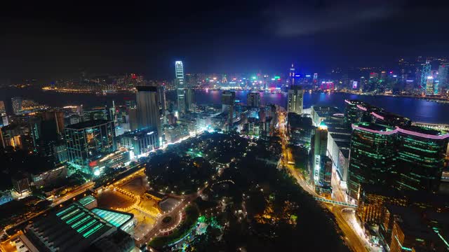 night light city scape 4k time lapse from hong kong city china