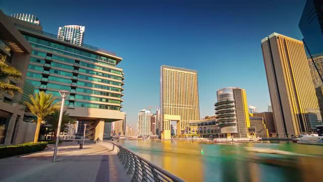 dubai marina jbr walking bay panorama 4k time lapse uae