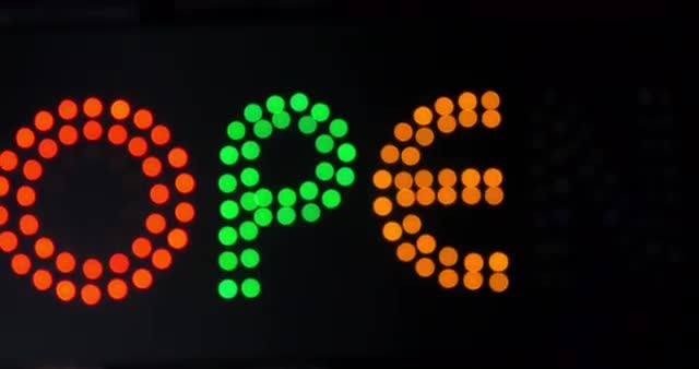 LED Open banner with colorful letters