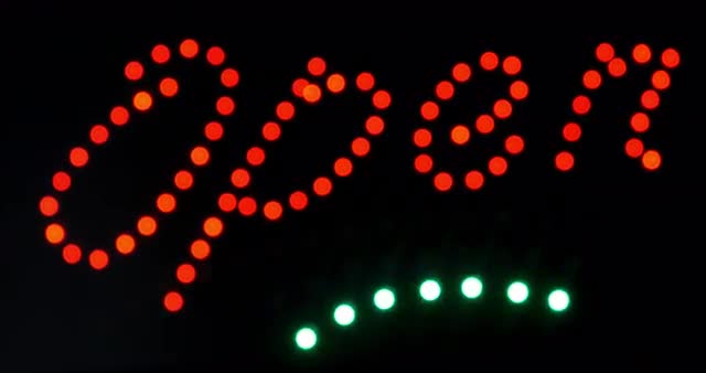 LED banner with Open text
