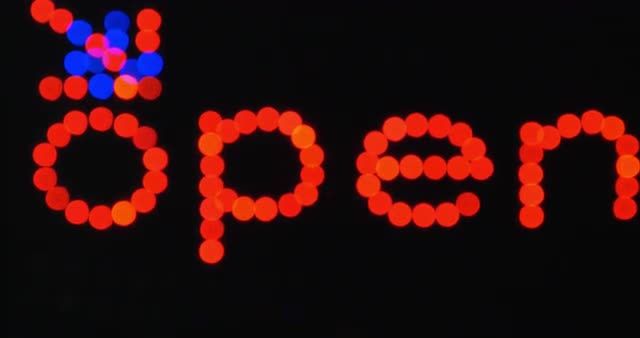 LED Open banner in red and blue