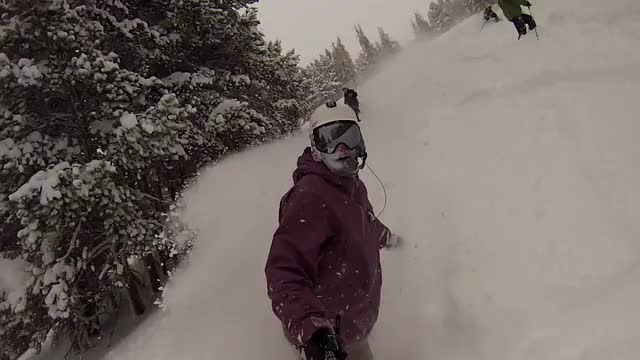 Snowboarding run in deep...