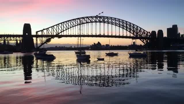 4k b-roll footage of Sydney Harbor Bridge and Opera House