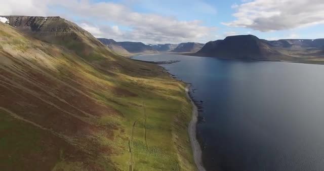 Aerial of Icelandic Fjord 