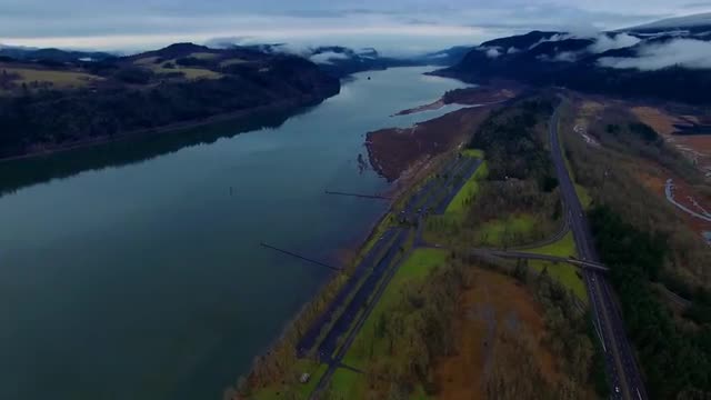 Aerial shot Vista House Oregon