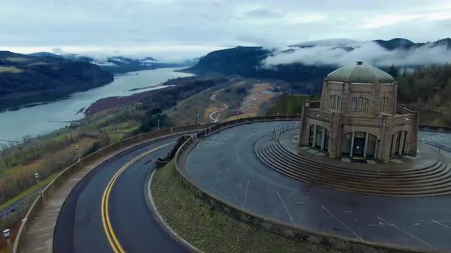 Aerial shot Vista House Oregon