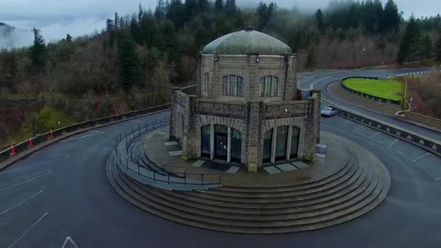 Aerial shot Vista House Oregon