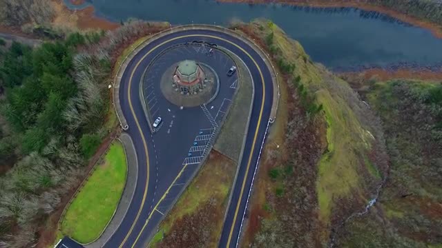 Aerial shot Vista House Oregon