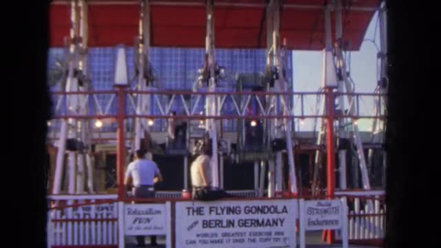 1962: people riding a thrilling ride at an amusement park SAN PEDRO, CALIFORNIA