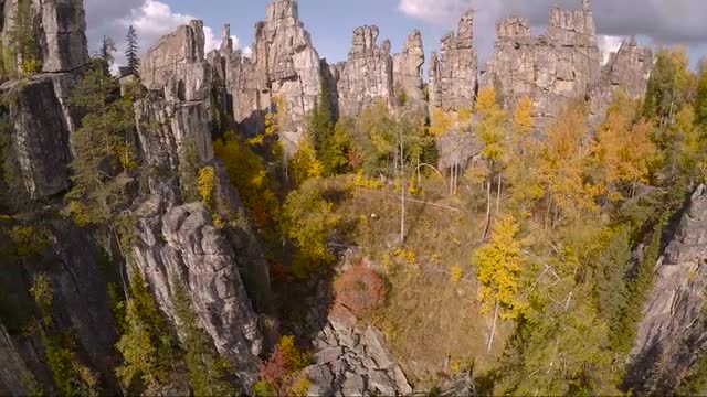 Aerial Photography Beautiful Rocks Autumn Bright Colors