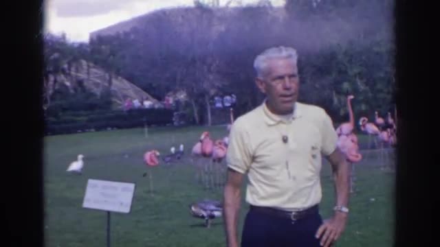1966: older gentleman spends a day at the zoo visiting with birds of various colors and types. NORFO