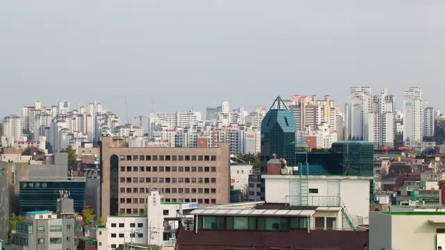 Timelapse of Seoul view with clouds sailing over city, South Korea