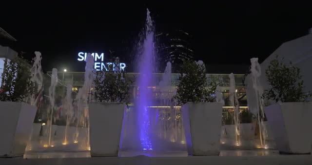 Colorful fountains near Siam Centre in Bangkok, Thailand