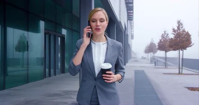 Fancy Business Woman Working Around Clock To Have Coffee