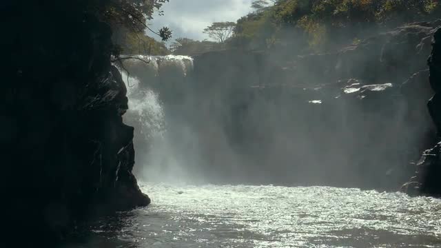 Nature scene with waterfall