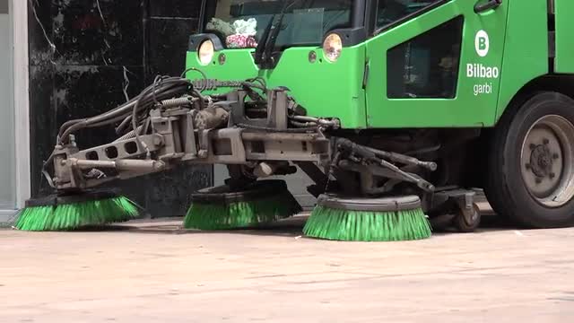 Street cleaner in the center of Bilbao