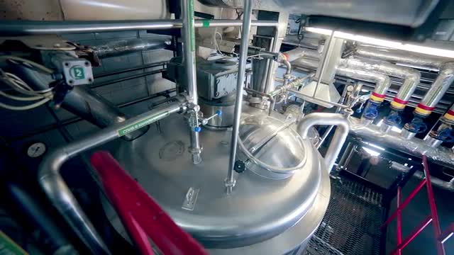 Modern technological industrial equipment. Pipelines, pumps, filters, gauges, sensors, motors. tank 