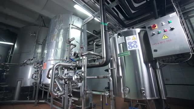 Modern technological industrial equipment. Pipelines, pumps, filters, gauges, sensors, motors. tank 