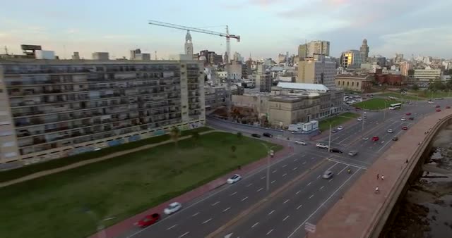 Aerial view of Ocean road in Montevideo, Uruguay