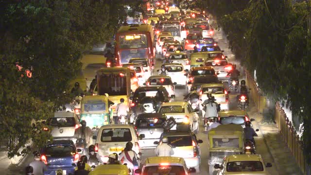 Busy night traffic in India