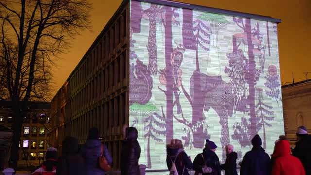 Animated Light Installation on the Street. Festival of Light Lux Helsinki.
