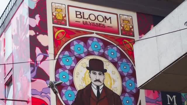 Graffiti of Leopold Bloom, a Character From a Novel Ulysses by an Irish Writer James Joyce and Boots