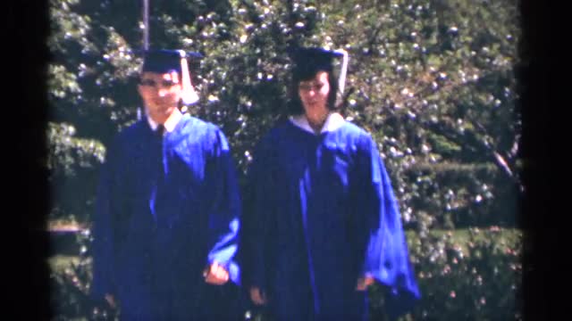 1964: a man and woman complete the degree collect the convocation certificate read next walk in cour