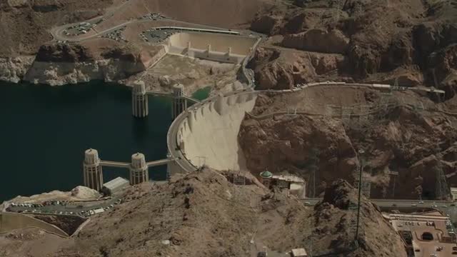 Aerial shot of Hoover dam outside Las Vegas, Nevada