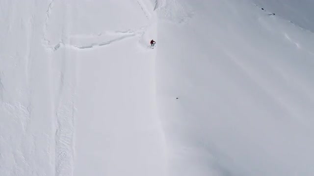 A skier riding the spine in Japan