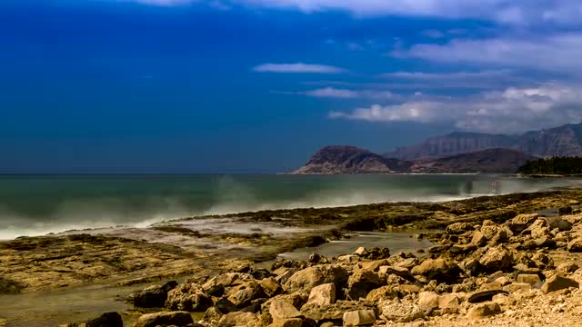 Hawaiian landscape by the rocky shore