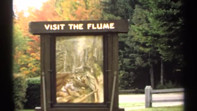 1971: a sign with a painting encourages people to visit the flume NEW HAMPSHIRE 1971: a sign with a painting encourages people to visit the flume NEW HAMPSHIRE