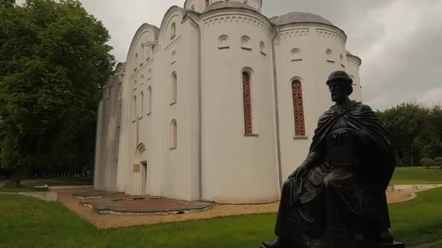 Theodosius Day Chernihiv Statue of Vladimir Courtyard of Savior-Transfiguration Cathedral Lawns Are 