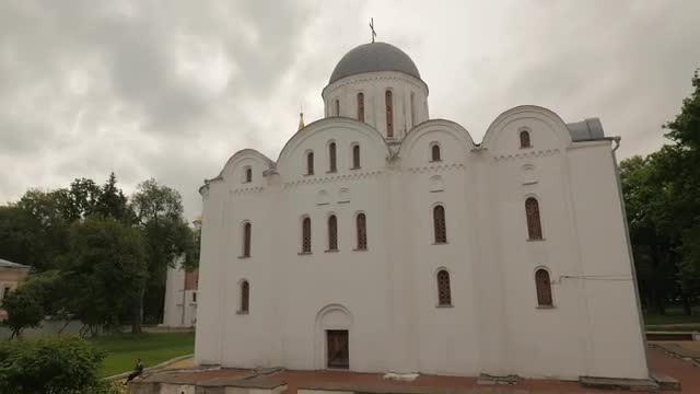 Boris and Gleb Cathedral at Springtime Landscape Architectural Heritage of Ukraine Orthodox Churches