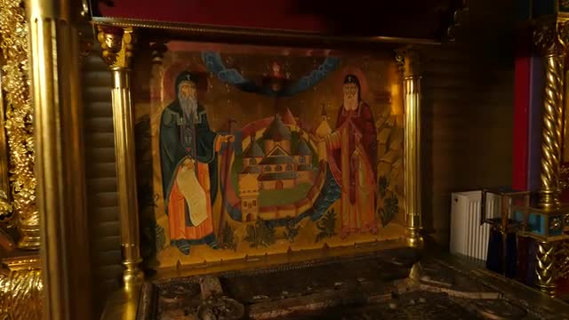Interior of Boris and Gleb Cathedral Theodosius Day Chernihiv Old Style Image on a Wall Gilded Shini