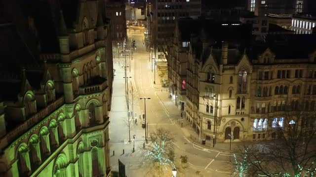 Night footage Manchester Albert Square