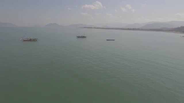 Flying over a few boats in Indonesia