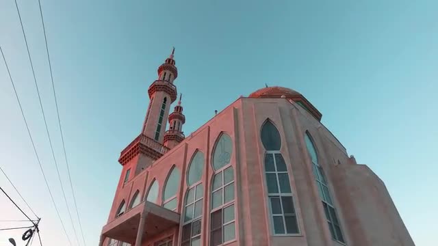 Lonely Mosque Against the Blue Sky.