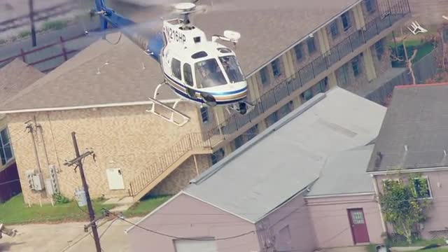 MS POV AERIAL TS Helicopter hovering over New Orleans / United States