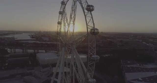 Aerial view Ferris Wheel Docklands Melbourne sunset 3